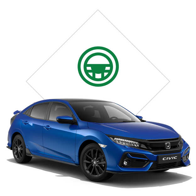 Zdjęcie Hondy Civic podczas jazdy próbnej.