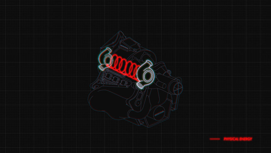 Wizualizacja 3D generatora do odzyskiwania energii kinetycznej podczas hamowania (MGU-K)