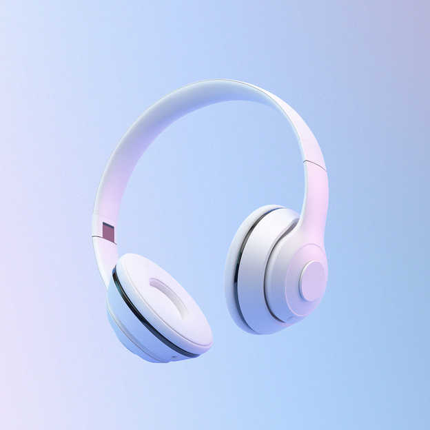 Cyfrowa ilustracja przedstawiająca bezprzewodowe słuchawki Bluetooth