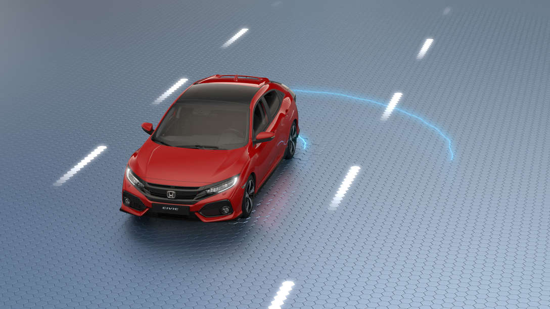 Widok czerwonej Hondy Civic 5D - wirtualna wycieczka.