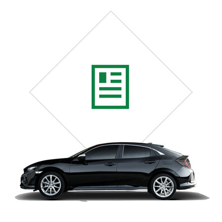 Widok z przodu na Hondę Civic z pakietem Silver Line z ilustracją broszury.