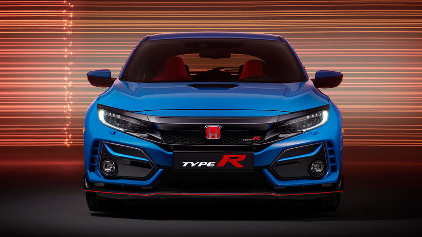 Zdjęcie niebieskiej Hondy Civic Type R GT.