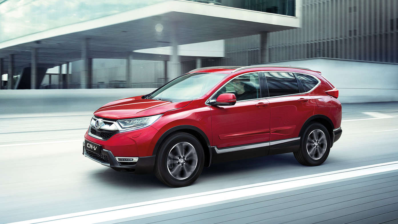 Widok z boku na Hondę CR-V Hybrid z pakietem praktycznym