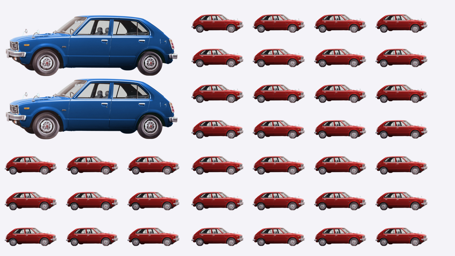 Amerykańska flaga wykonana z Hond Civic.