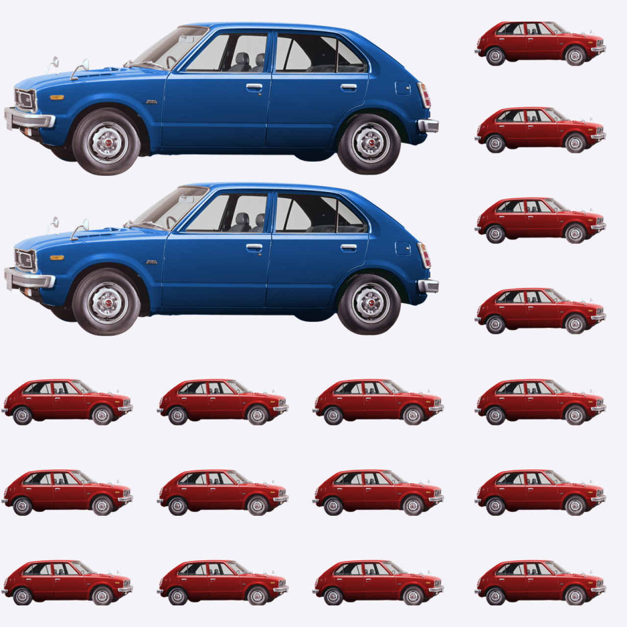 Amerykańska flaga wykonana z Hond Civic.