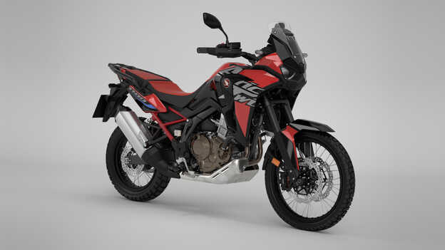 Widok z boku na Hondę CRF1100L Africa Twin w studio.