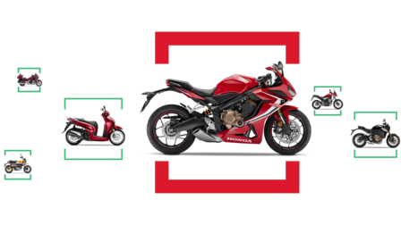 Combination of side shots of various Honda motorcycles