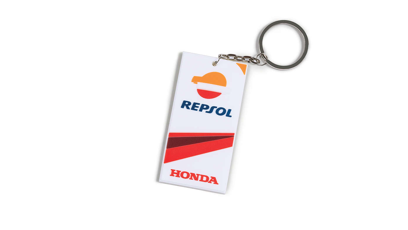 Brelok do kluczy w barwach zespołu Honda MotoGP z logo Repsol.