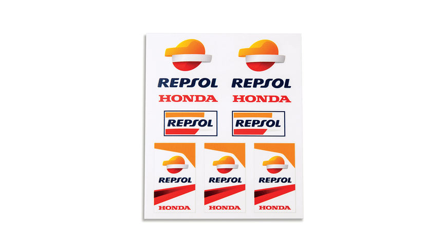 Winylowa naklejka Honda Repsol w barwach klubowych Honda MotoGP z logo Repsol.