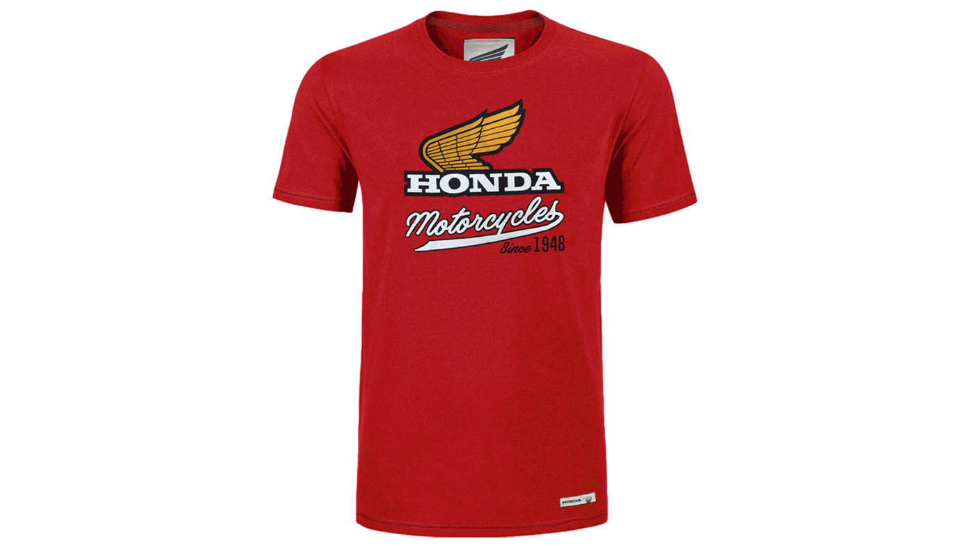 Czerwony klasyczny t-shirt Honda. 