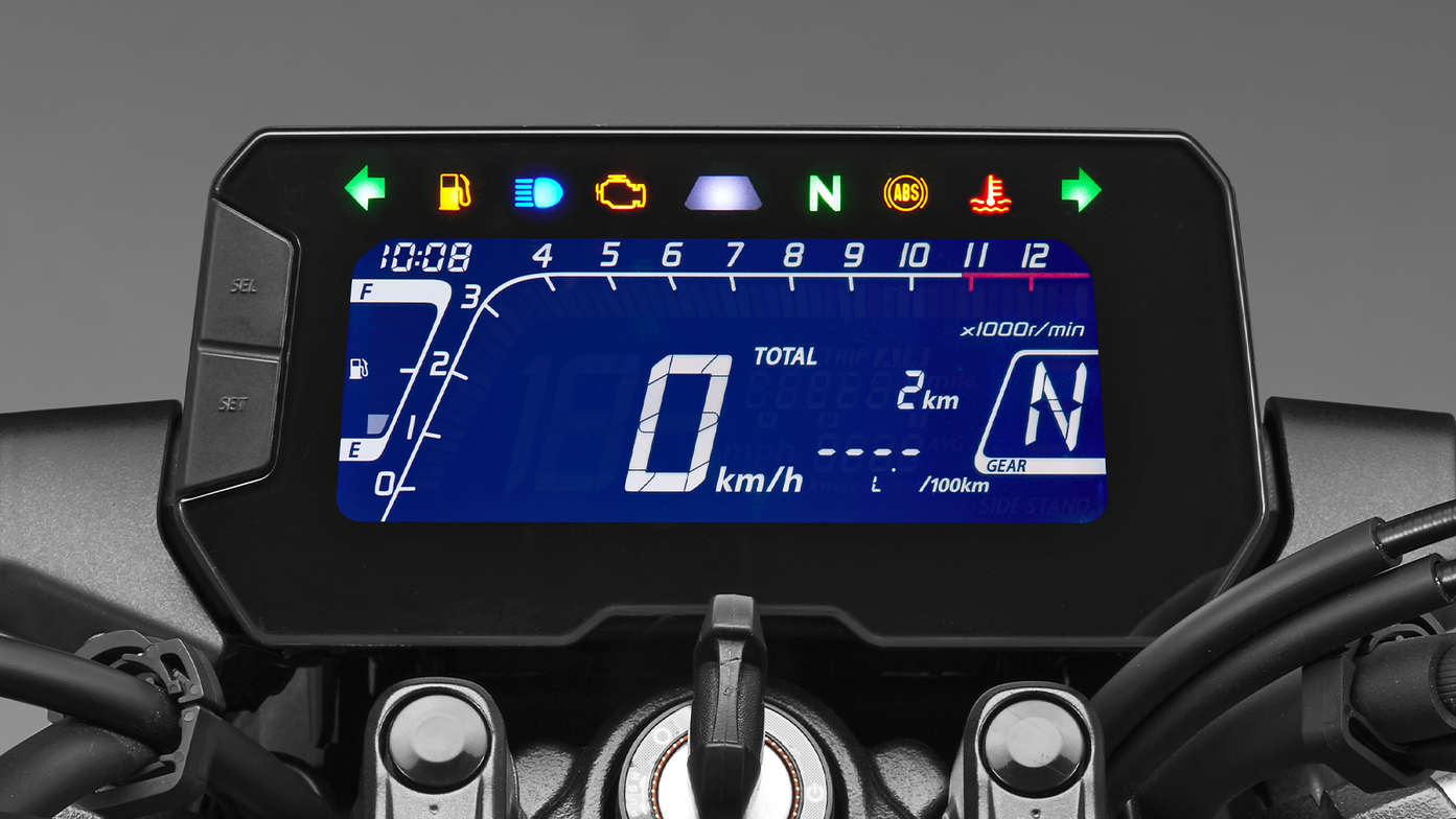 Honda CB125R, nowoczesny lekki panel wskaźników LCD